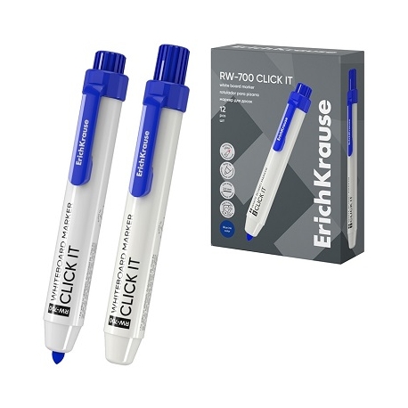 Automatinis žymeklis baltai lentai RW-700 CLICK IT, ErichKrause, 2.0mm, mėlynos sp.