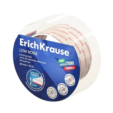 Tyli pakavimo juosta LOW NOISE, ErichKrause, 48mm x 50m, ypač skaidri