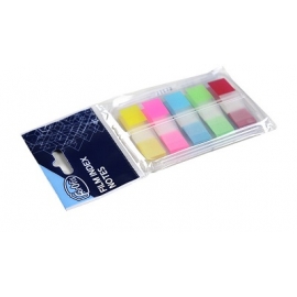 Plastikiniai indeksai-žymekliai FOROFIS, 44x12mm, 150 lapelių, 5 neoninės sp., dėžutėje
