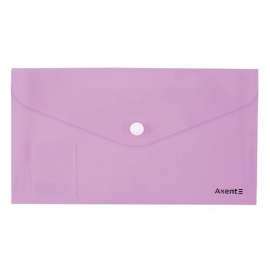Plastikinis vokas su spaustuku PASTELINI, Axent, DL, 180mkr, permatomas, alyvinės sp.