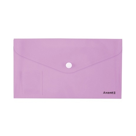 Plastikinis vokas su spaustuku PASTELINI, Axent, DL, 180mkr, permatomas, alyvinės sp.