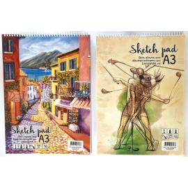 Albumas eskizams, A3, 50 lapų, 120gsm, lygūs vidiniai lapai, su spirale viršuje