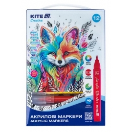 Akrilinių žymeklių rinkinys CREATIVE, Kite, 12 spalvų