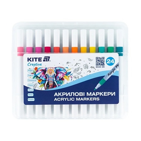 Akrilinių žymeklių rinkinys CREATIVE, Kite, 24 sp.