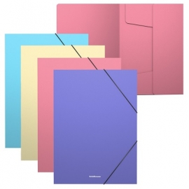 Plastikinis dėklas su guma MATT PASTEL, ErichKrause, A4, 500mkr, 4 sp.