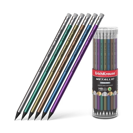 Grafitinis pieštukas METALLIC, ErichKrause, HB, su trintuku