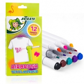 Purškiami tekstiliniai flomasteriai AIRBRUSH TEXTIL, Jolly, 12 sp.