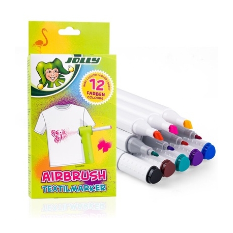 Purškiami tekstiliniai flomasteriai AIRBRUSH TEXTIL, Jolly, 12 sp.