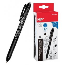 Ištrinamas automatinis gelinis rašiklis MP, 0.7mm, juodos sp.