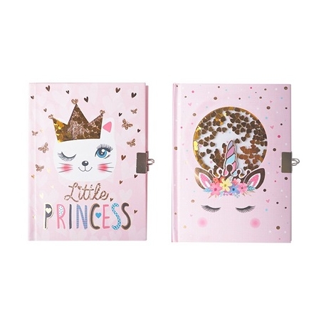 Užrašų knygelė - dienoraštis LITTLE PRINCESS & UNICORN, MP, A5, 80 lapų, 80gsm, su spynele ir magišku rašikliu