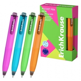 Automatinis tušinukas POCKET PEN NEON, ErichKrause, 0.5mm, mėlynos sp.