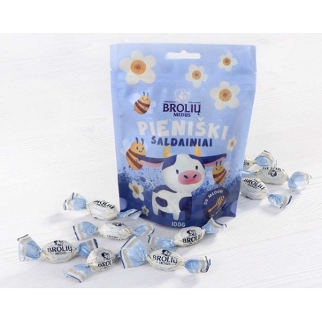 Pieniški saldainiai su medumi BROLIŲ MEDUS, 100 g