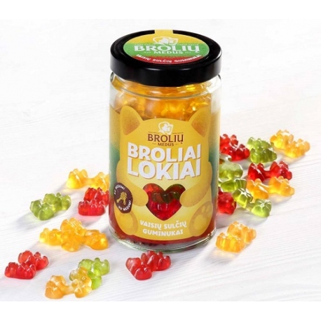 Guminukų rinkinys BROLIAI LOKIAI, obuolių, pasiflorų ir aviečių skonio, stiklainyje, 500 g