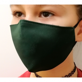 Apsauginė vaikiška veido kaukė, 2-jų sluoksnių, XS dydis, medžiaginė, tamsiai žalios sp.
