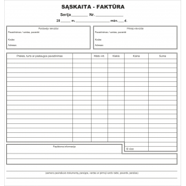 PVM Sąskaita faktūra (200x210mm), savekopijuojanti, be numeracijos