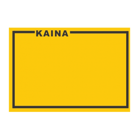Lipnios etiketės su užrašu KAINA, 25x36mm, oranžinės sp.