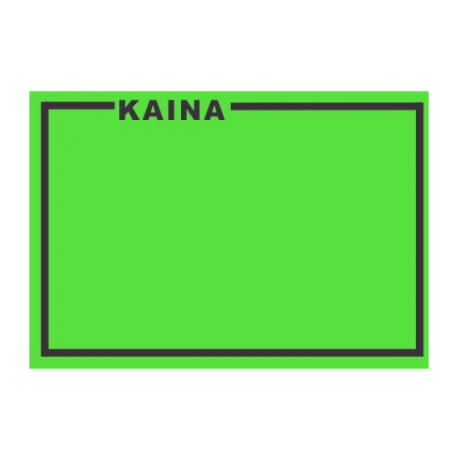 Lipnios etiketės su užrašu KAINA, 25x36mm, žalios sp.