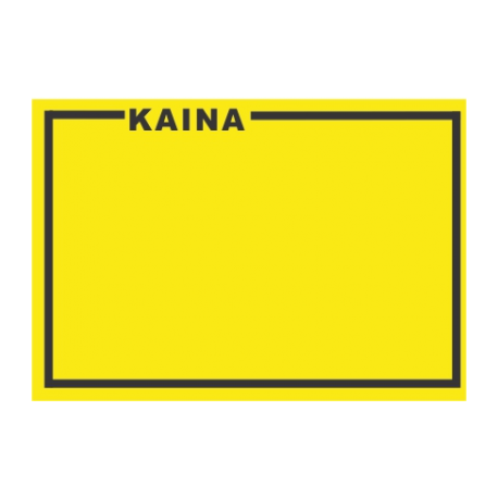 Lipnios etiketės su užrašu KAINA, 25x36mm, geltonos sp.