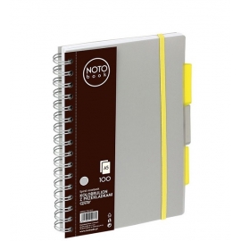 Bloknotas NOTOBOOK, Grand, A5, 100 lapų, langeliais, 80gsm, plastikinis viršelis, su spirale šone