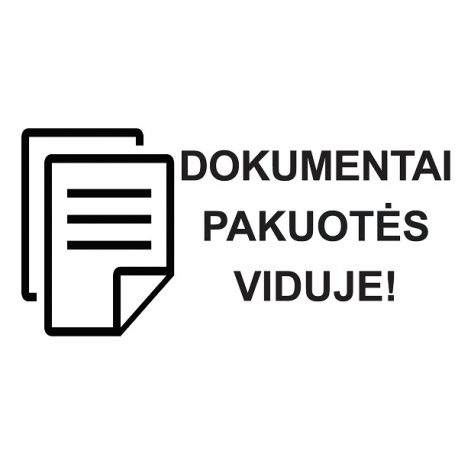 Informacinis lipdukas siunčiamų prekių pakuotės ženklinimui DOKUMENTAI PAKUOTĖS VIDUJE!, 100x51mm, 100 vnt.