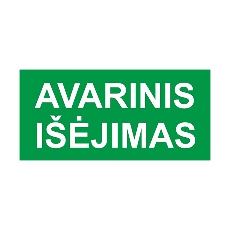 Lipnus ženklas AVARINIO IŠĖJIMO VIETA, 75x150mm