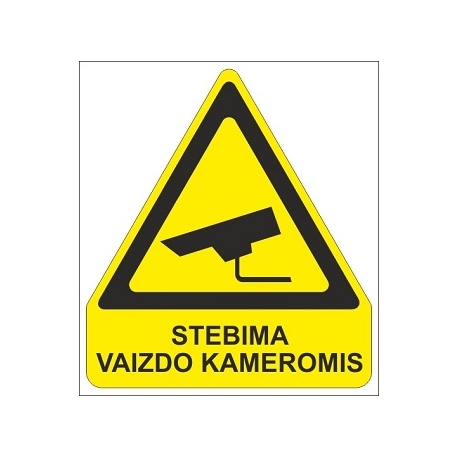 Lipnus ženklas STEBIMA VAIZDO KAMEROMIS, 140x120mm