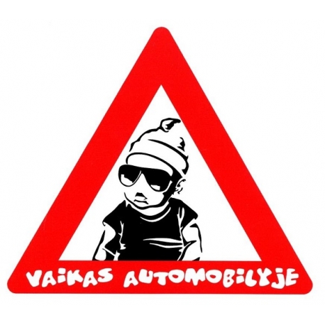 Magnetinis lipdukas VAIKAS AUTOMOBILYJE „Vaikas su akiniais“, 140x140x140mm