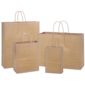 Popierinis maišelis su rankenėlėmis, 330x120x500mm, 90gsm, 19.5L, rudos sp.