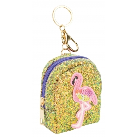 Raktų pakabukas-piniginė FLAMINGO, CoolForSchool, 70x45x90mm, su blizgučiais