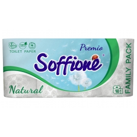 Tualetinis popierius SOFFIONE PREMIO NATURAL, 3sl., baltos sp., 16vnt.