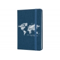 Užrašų knyga MAP, A5, 128 lapai, 70gsm, langeliais, su skirtuku, vokeliu ir gumele, t. mėlynos sp. viršelis dengtas tekstile