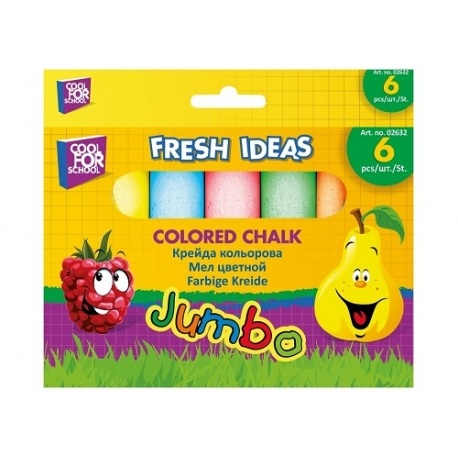 Kreida piešimui ant asfalto JUMBO, CoolForSchool, 6 sp., apvali