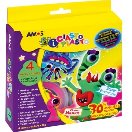 Modeliavimo masė CIASTOPLASTO FLUO IC18P4S, Amos, 4 spalvos po 18g