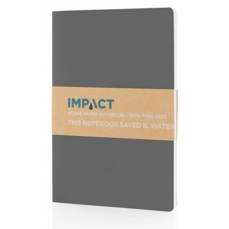 Užrašų knyga IMPACT, XD COLLECTION, A5, 60 lapų, 58gsm, linija, akmens dulkių popierius, minkštas pilkos sp. viršelis