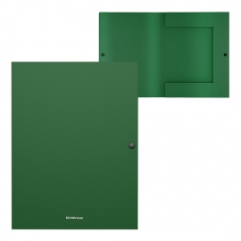 Plastikinis dėklas su spaustuku CLASSIC A4, aukštis 8mm, su trmis atvartais, žalios spalvos