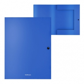 Plastikinis dėklas su spaustuku CLASSIC A4, aukštis 8mm, su trmis atvartais mėlynos spalvos