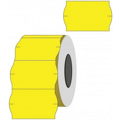 Lipnios etiketės į kainų ženklintuvus, 26x16mm, banguot., geltonos sp.