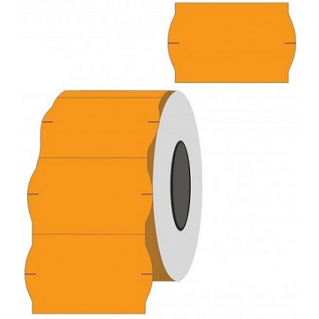 Lipnios etiketės į kainų ženklintuvus, 26x16mm, banguot., oranžinės sp.