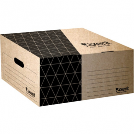 Archyvinė dėžė AXENT, A4, 365x265x560mm, su dangčiu, rudos sp.