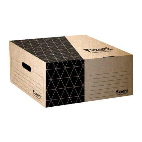Archyvinė dėžė AXENT, A4, 365x265x560mm, su dangčiu, rudos sp.