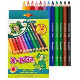Spalvoti šešiabriauniai pieštukai X-BIG, Jolly, 12 sp.