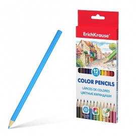 Spalvoti pieštukai, ErichKrause, storis 3mm, šiašiabriauniai, 12 spalvų