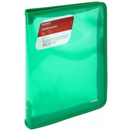 Plastikinis dėklas su užtrauktuku AXENT, A4, 550mkr, žalios sp.