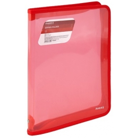 Plastikinis dėklas su užtrauktuku AXENT, A4, 550mkr, raudonos sp.
