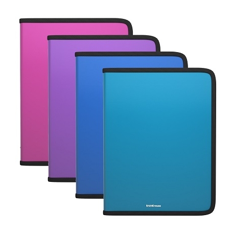 Plastikinis dėklas su užtrauktuku MATT VIVID, ErichKrause, A4+, 500mkr, 4 sp.