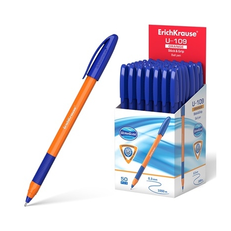 Ultra glide tušinukas U-109 ORANGE STICK&GRIP, ErichKrause, storis 1.0mm, mėlynos sp.