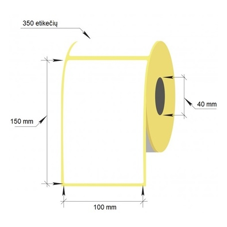 Lipnios etiketės, 1-100x150/40-350 etik., Semi Gloss, baltos sp.