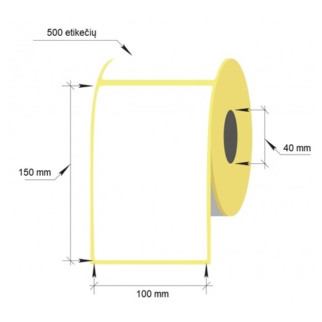 Lipnios etiketės 100x150/40 mm. 500 vnt., Thermal eco