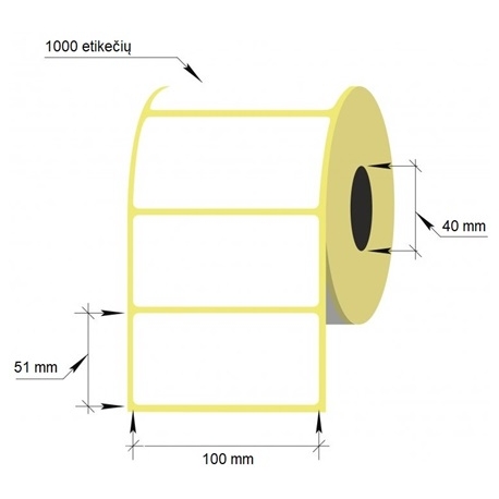 Lipnios etiketės, 1-100x51/40-1000 etik., Vellum, baltos sp.