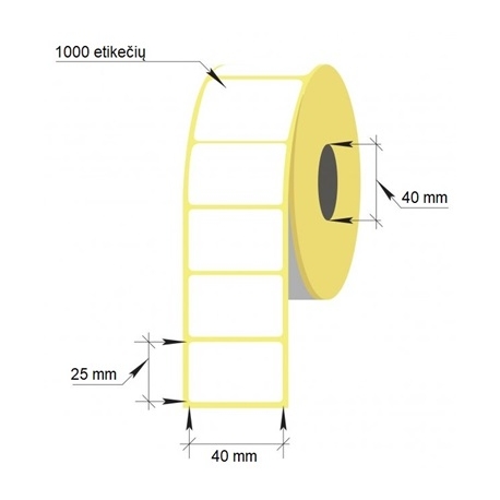 Lipnios etiketės, 1-40x25/40-1000 etik., Thermal Eco, baltos sp.